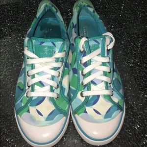 COACH CANVAS SNEAKERS WOMAN 8.5 blues greens rare